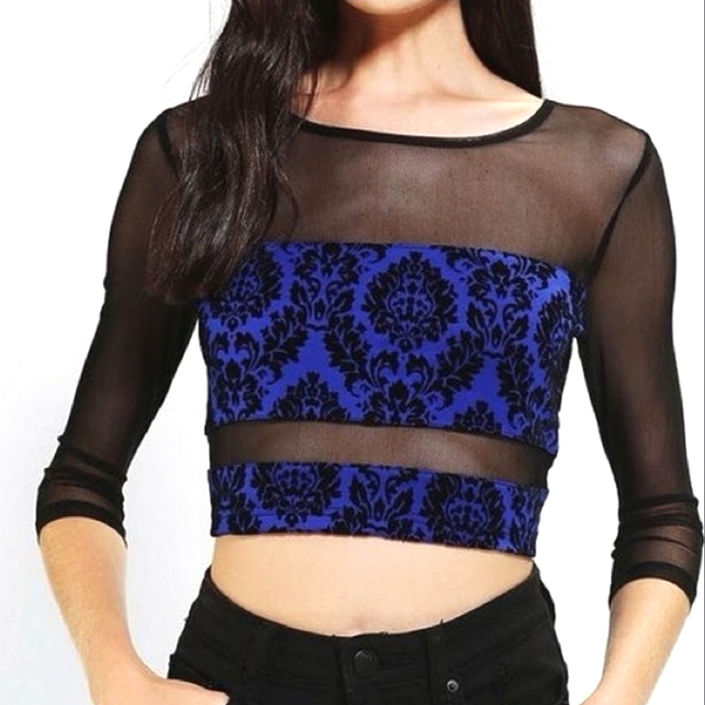Sparkle & Fade Mesh Velour Cop Top - Picture 3 of 10